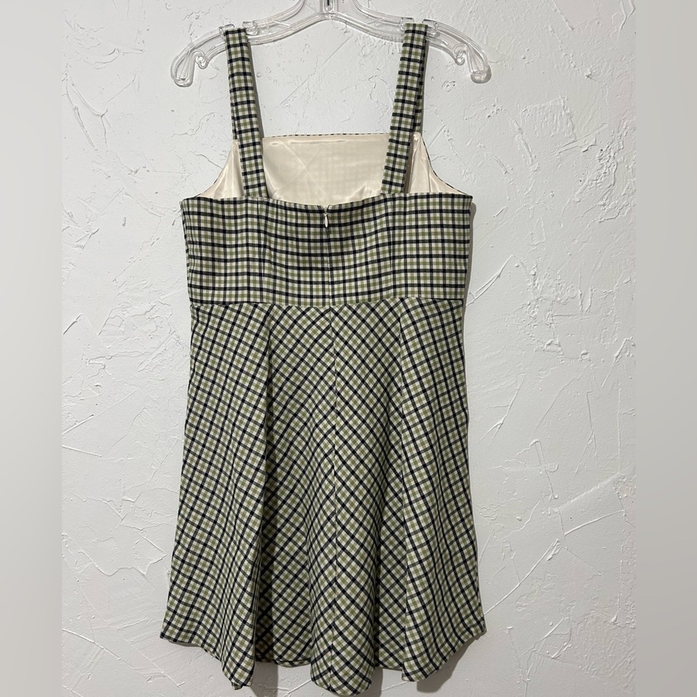 Modcloth Princess Highway Plaid Sleeveless Green Black Skater Dress Sz 8 Medium — image 8 of 8